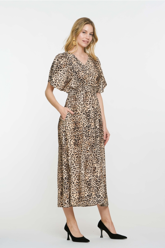MIDI DRESS MET PRINT 57092 20 Sand/Black